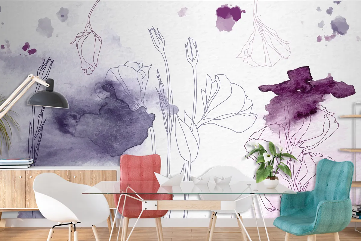 Watercolor Floral Background Wallpaper Mural