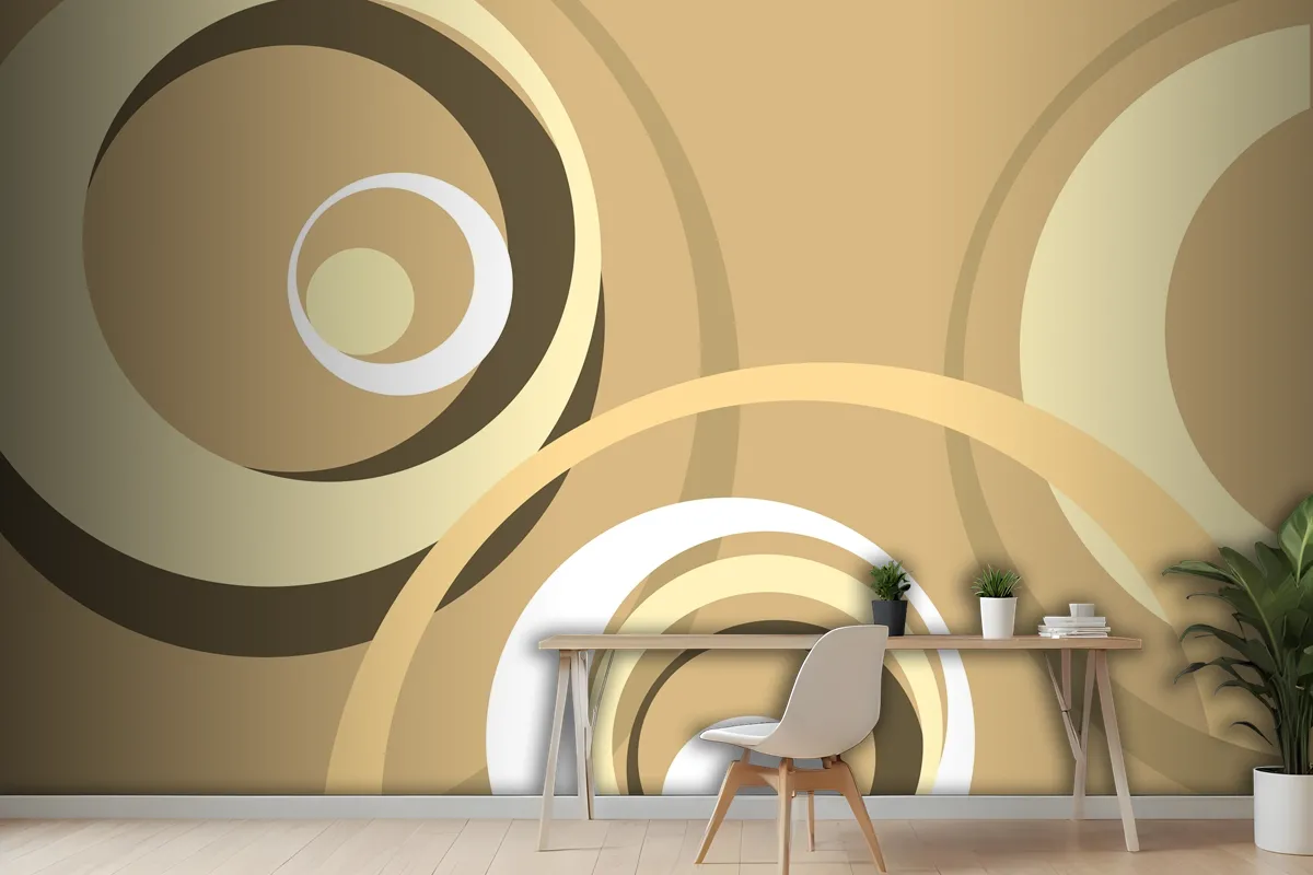 Retro Background With Circular Wavy Shapes Wallpaper Mural