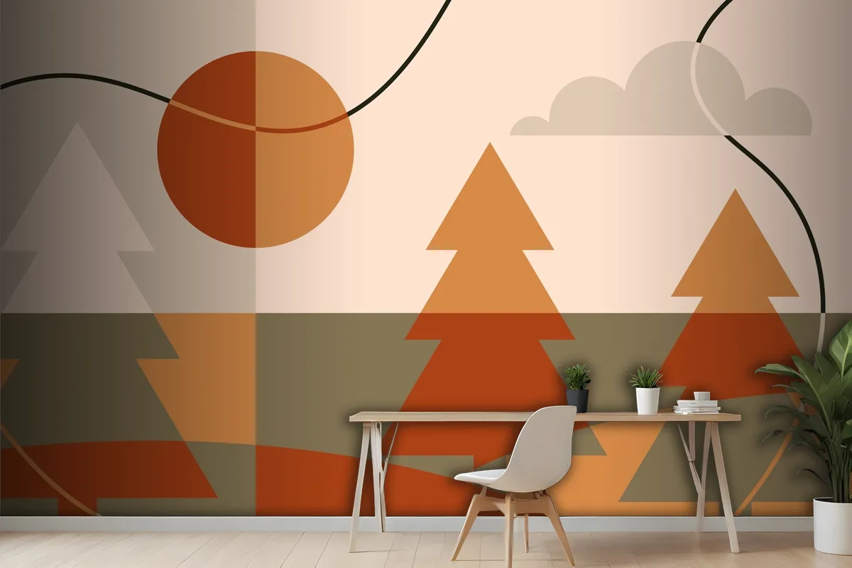 Flat Design Soft Earth Tones Background Wallpaper Mural