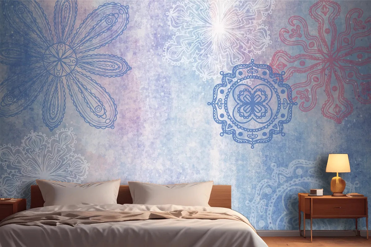 Watercolor Background With Hand Drawn Elements Wallpaper Mural