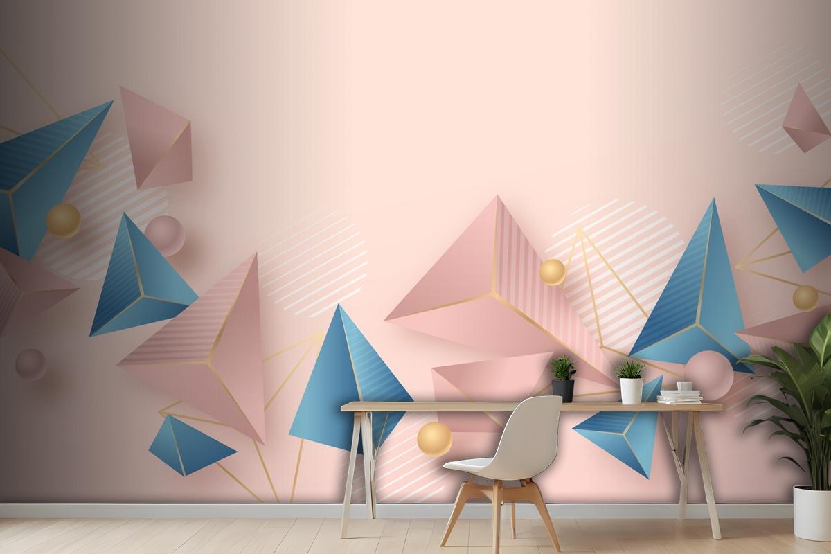 Realistic Polygonal Background Wallpaper Mural