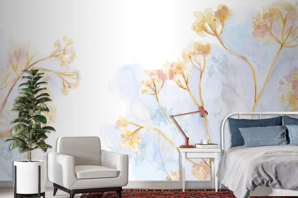 Hand Painted Watercolor Nature Background Wallpaper Mural