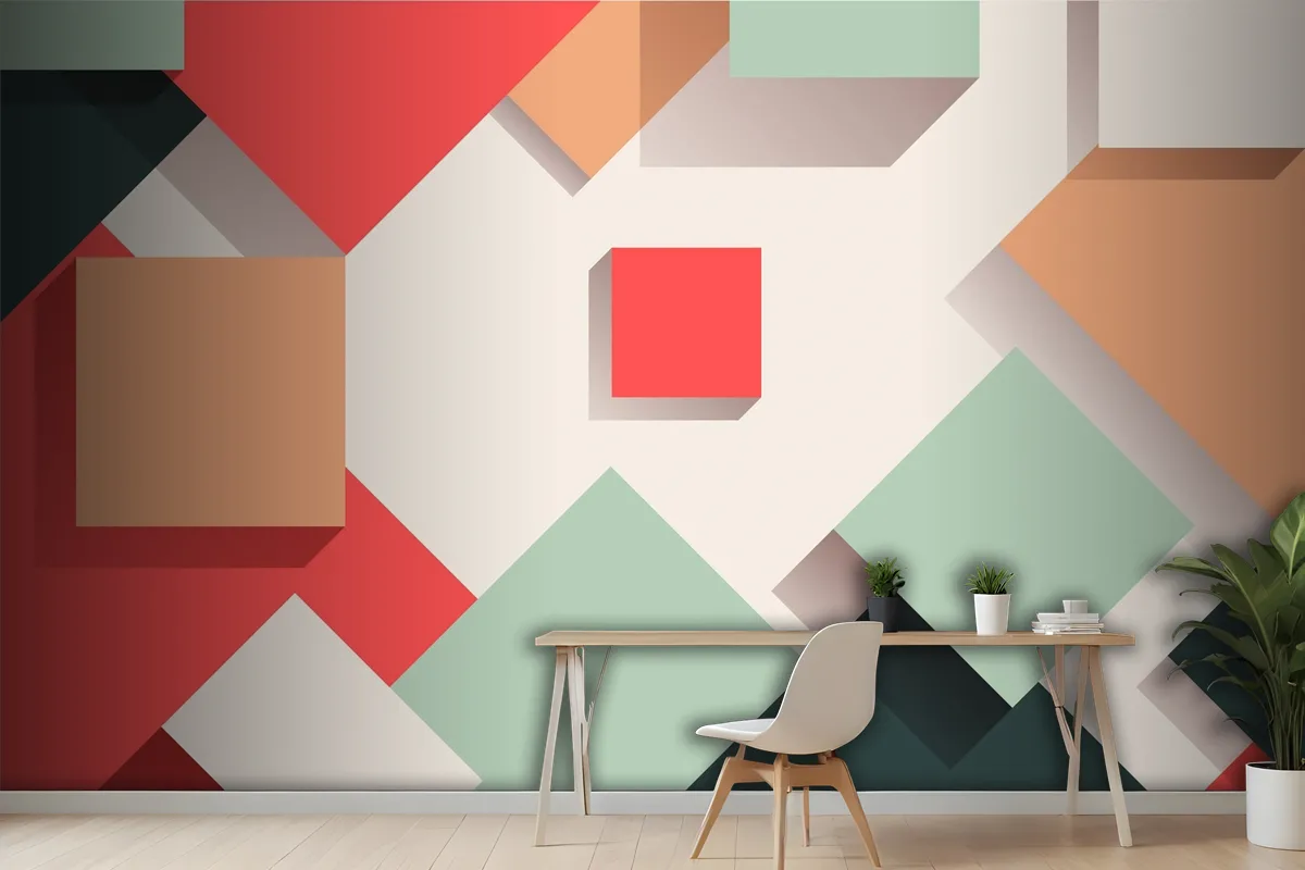 Flat Geometric Background Office Wallpaper Mural