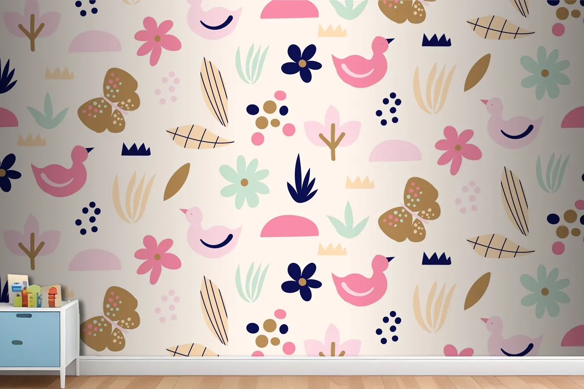 Flat Scandinavian Design Pattern Wallpaper Mural