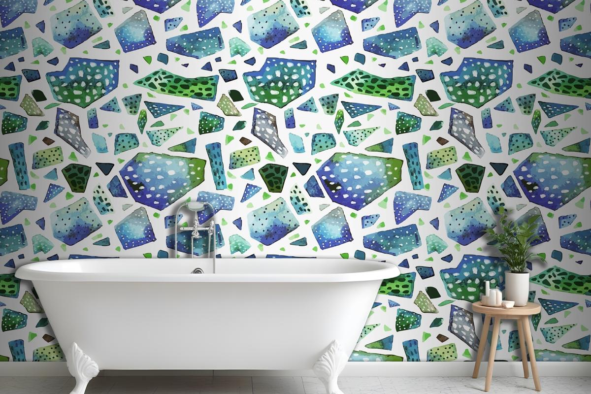 Hand Painted Colorful Terrazzo Pattern Wallpaper Mural