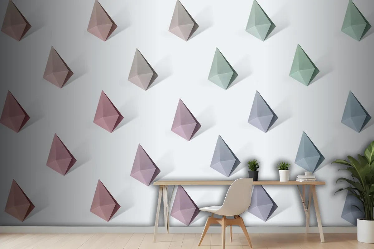 Colorful Paper Craft Diamond Shape Patterned Wallpaper Mural