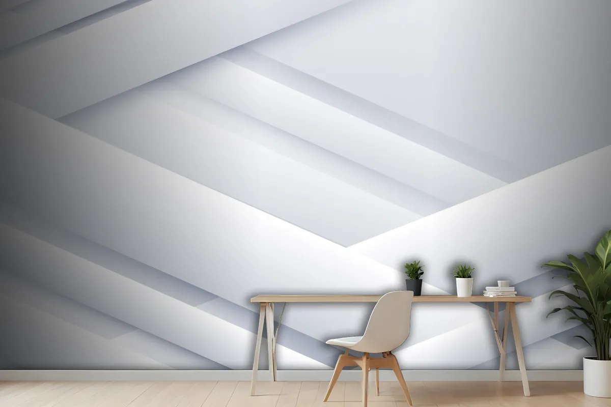 Paper Style White Monochrome Wallpaper Mural