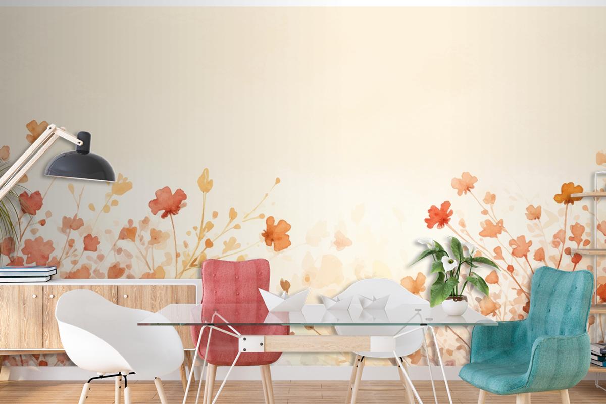 Watercolor Frame Autumn Leaves Background Wallpaper Mural