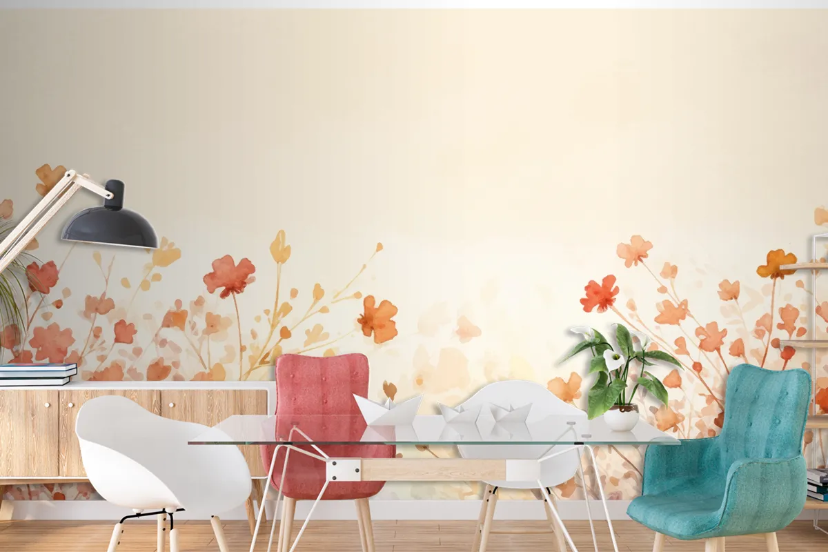 Watercolor Frame Autumn Leaves Background Wallpaper Mural