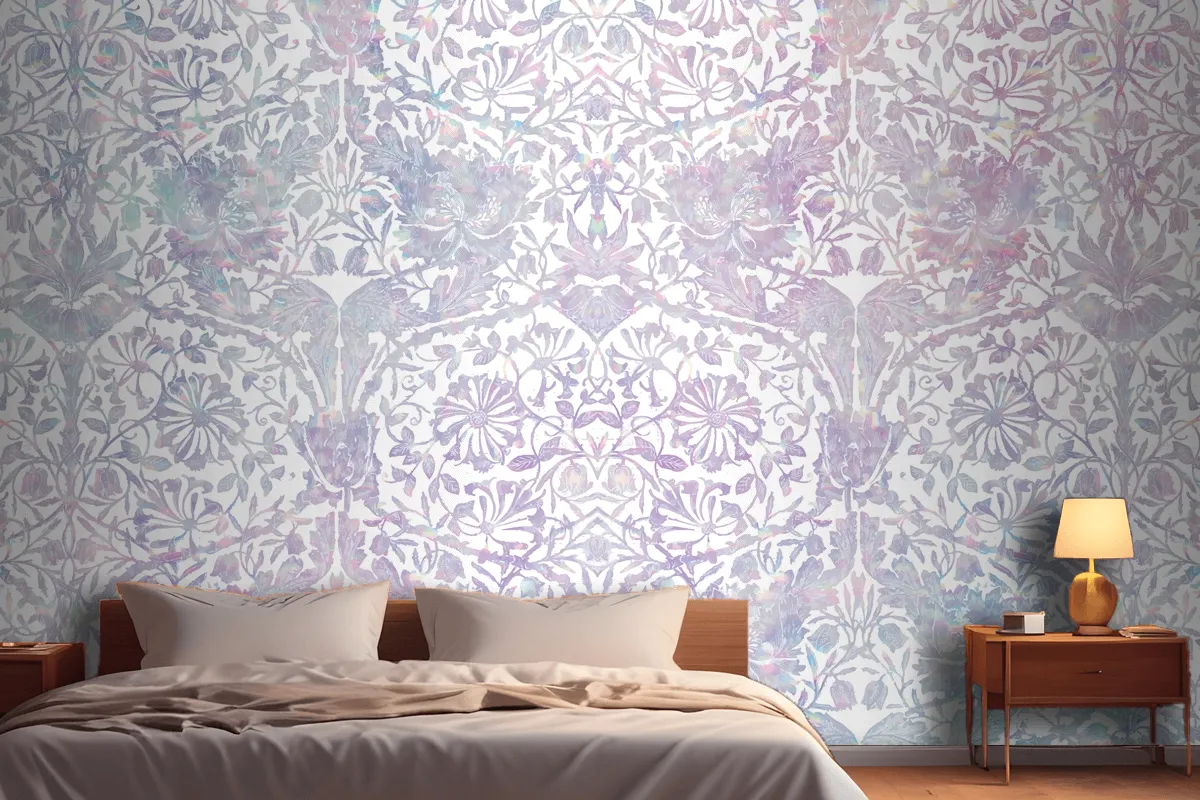 Vintage Floral Holographic Pattern Wallpaper Mural