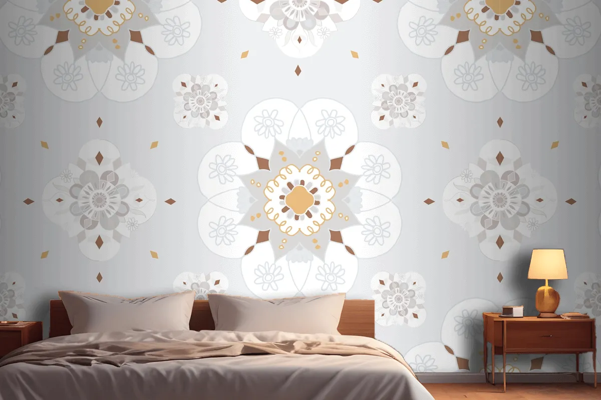 Oriental Mandala Floral Pattern Wallpaper Mural