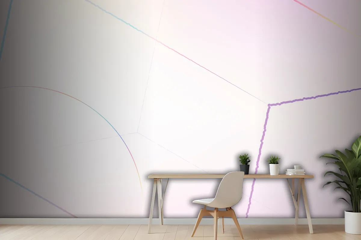 Pink Geometric Hexagonal Prism Wallpaper Mural