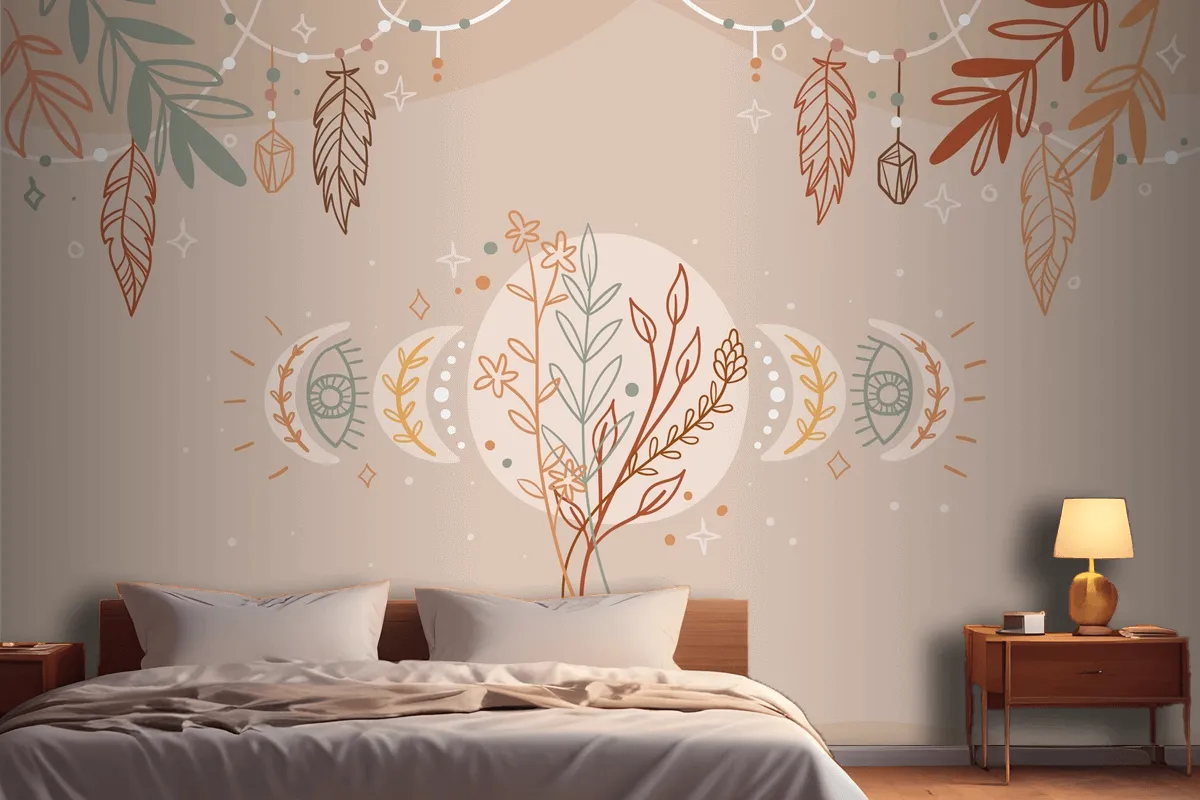 Hand Drawn Boho Background Wallpaper Mural