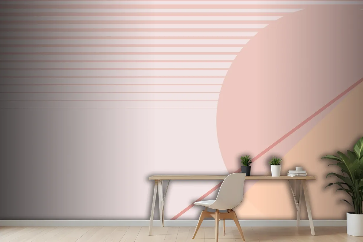 Moon Geometric Scenery Background In Pastel Pink And Orange Wallpaper Mural