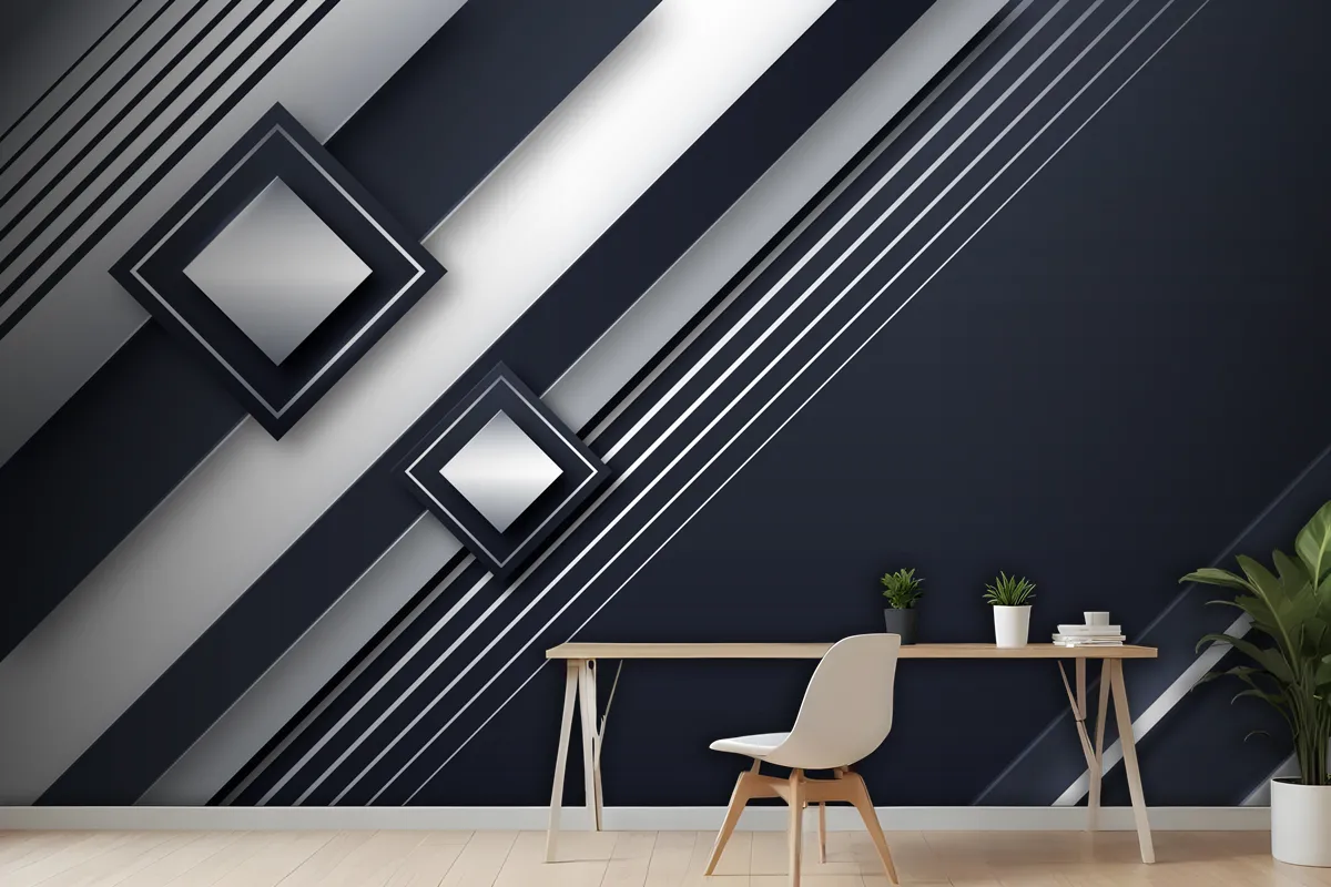 Gradient Silver Background Office Wallpaper Mural