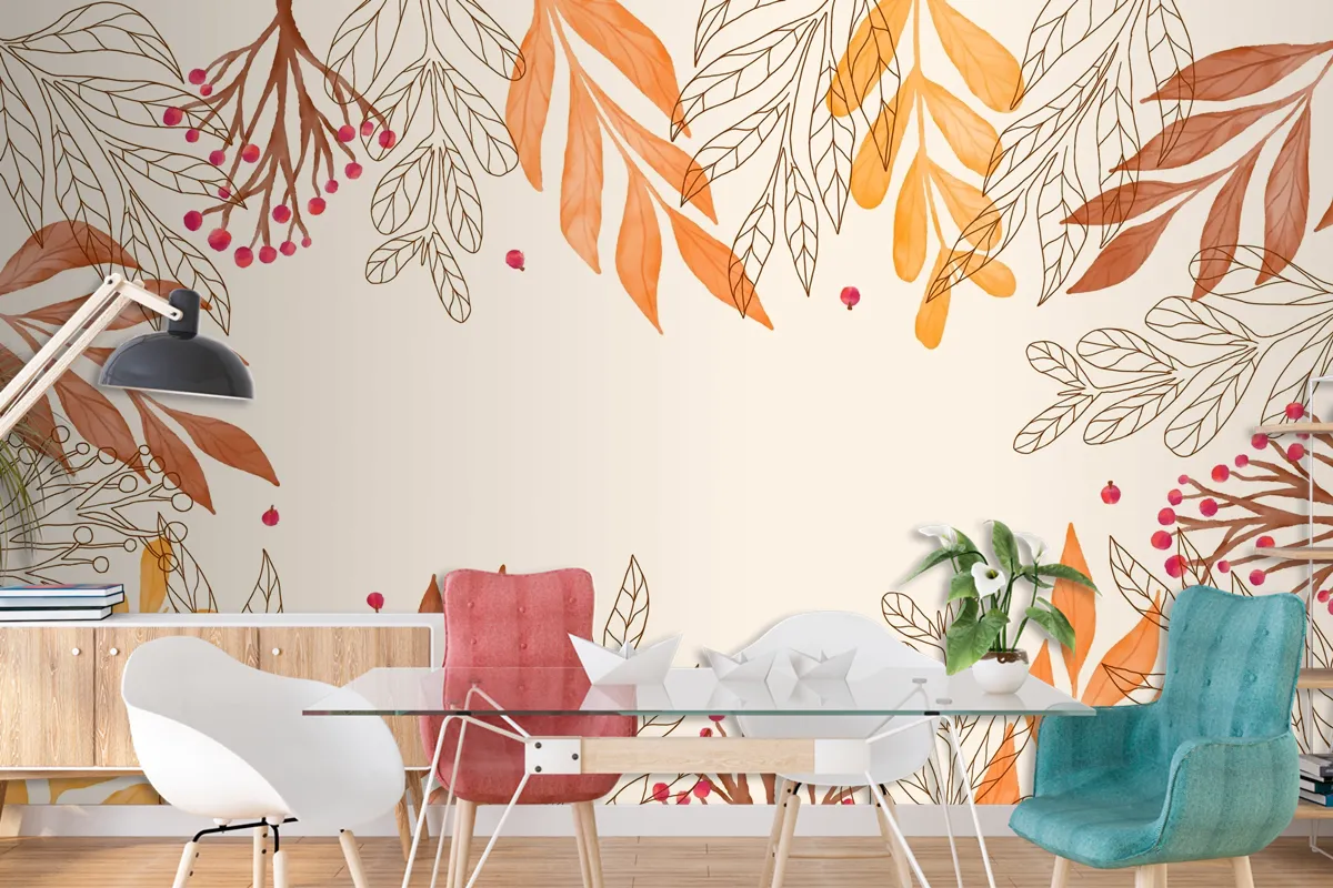 Watercolor Autumn Background Wallpaper Mural