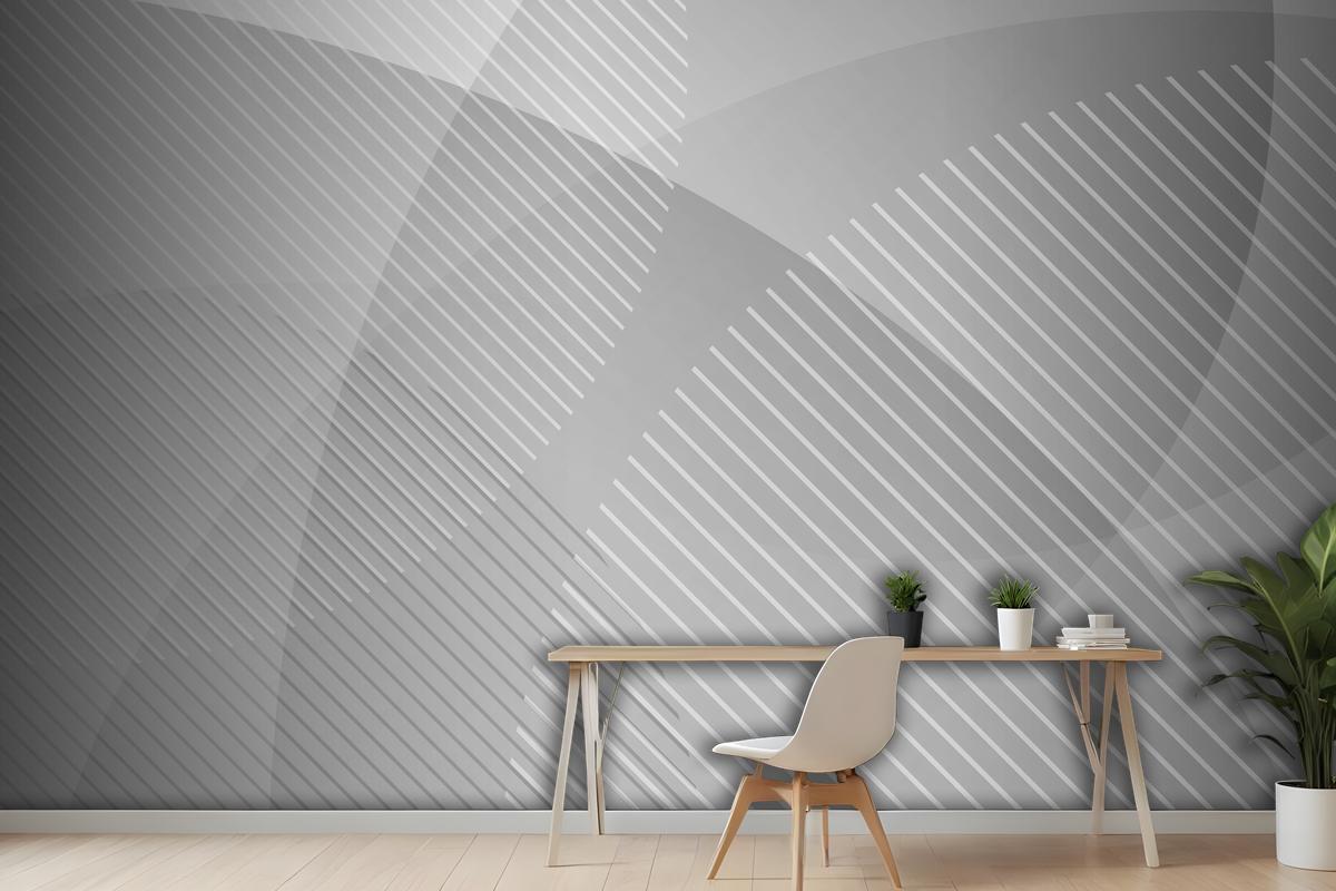 Abstract White And Gray Geometric Circles Layer Transparency Wallpaper Mural