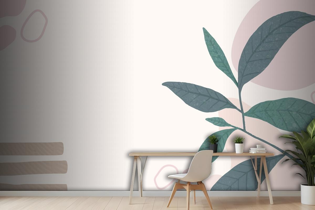 Aesthetic Pastel Botanical Abstract Office Wallpaper Mural