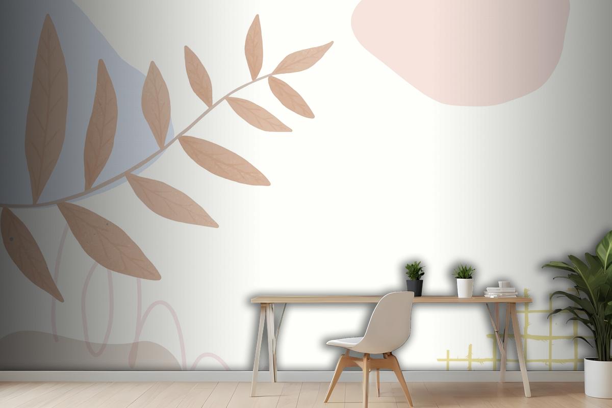 Aesthetic Pastel Botanical Abstract Wallpaper Mural