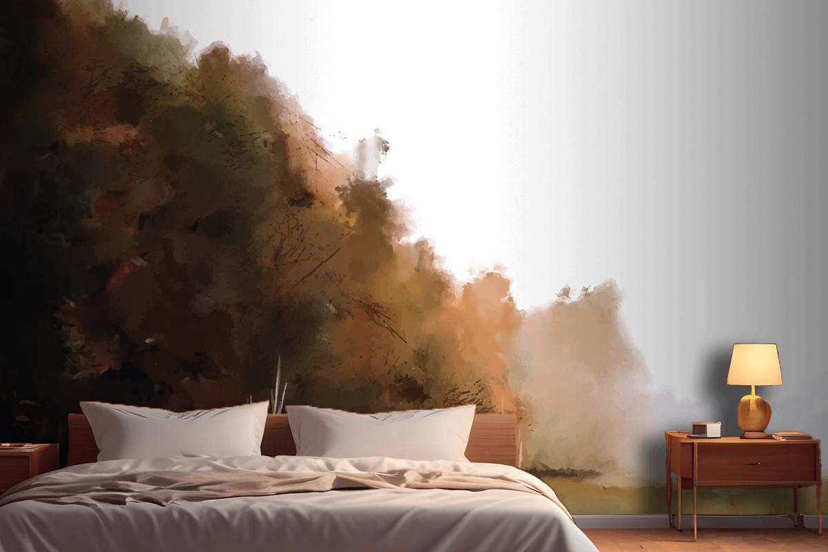 Watercolor Autumn Landscape Wallpaper Mural