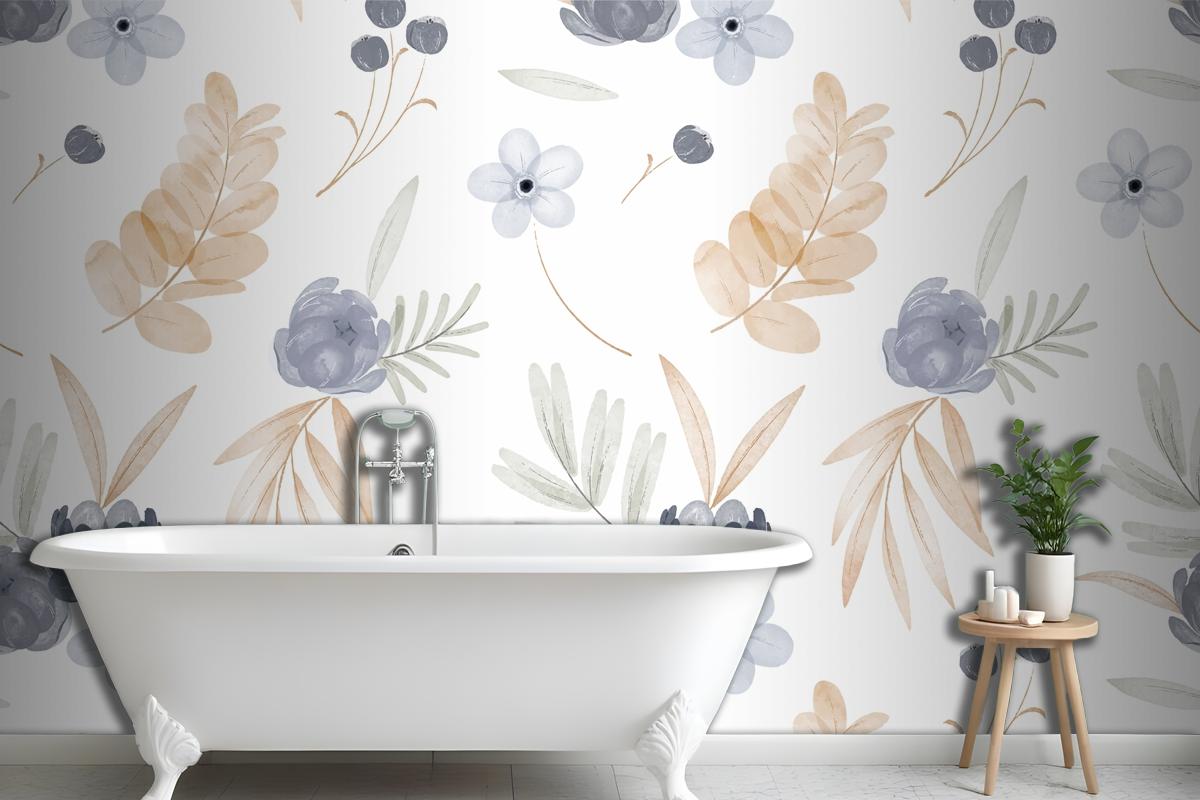 Watercolor Floral Pattern Wallpaper Mural