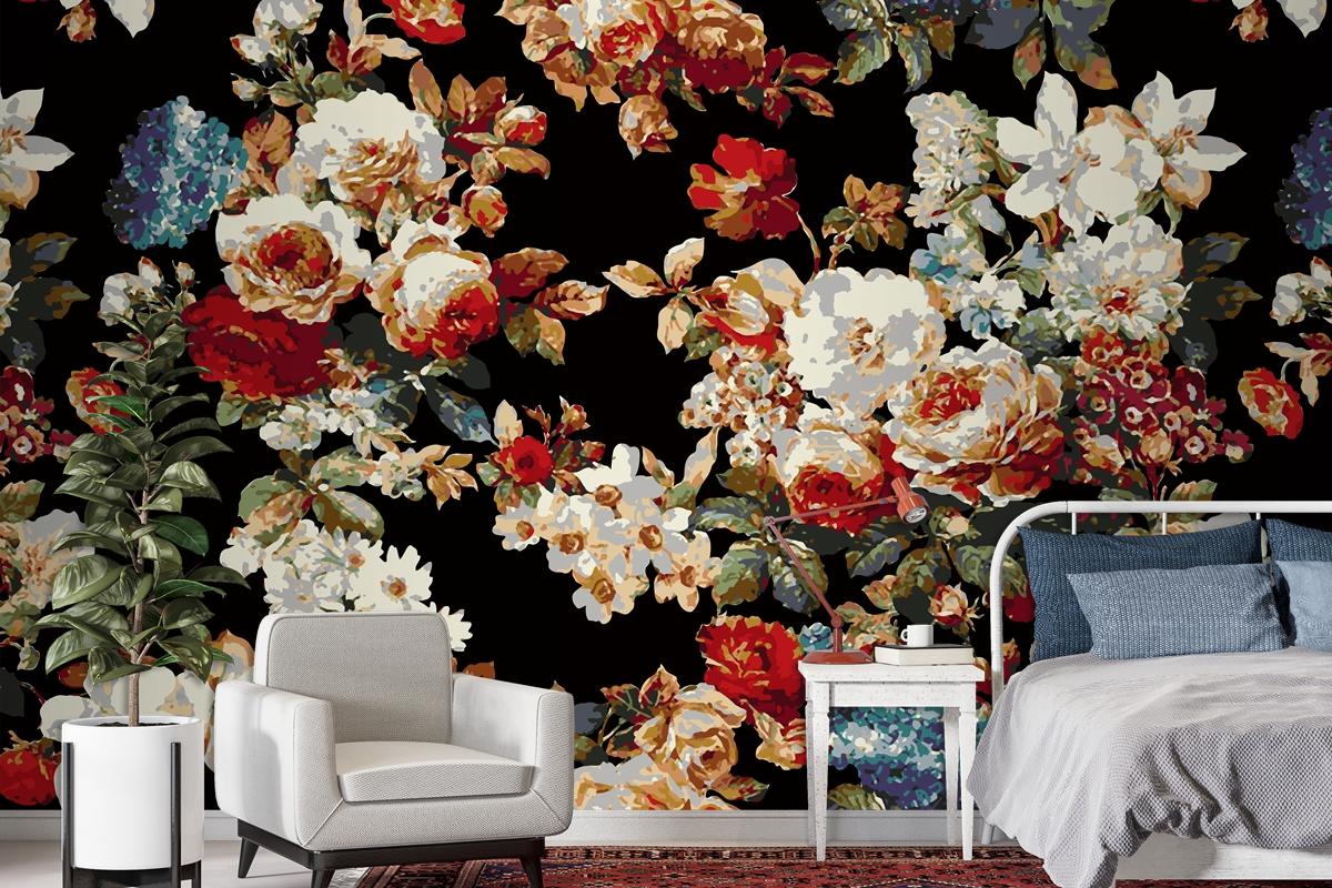 Seamless Flower Pattern Wallpaper Mural