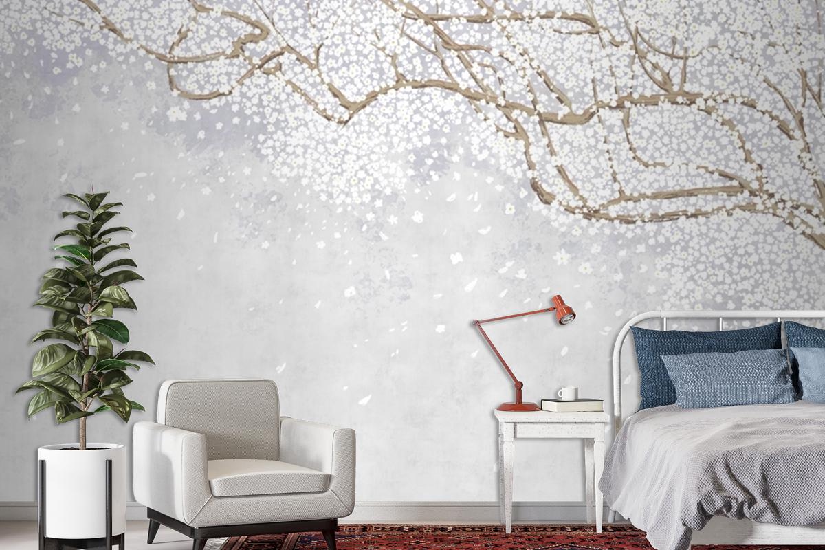 Tree And Branches On The Old Vintage Wallpaper Mural