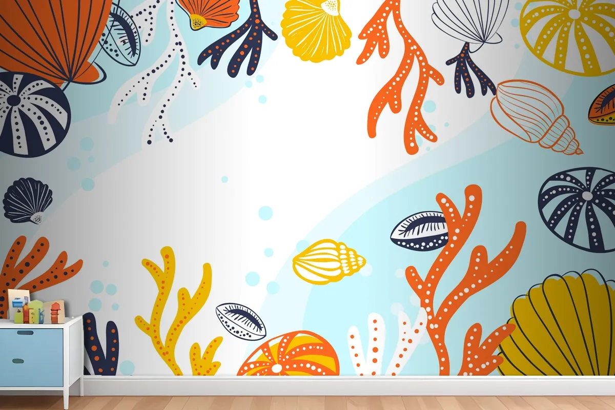 Hand Drawn Aquatic Background Wallpaper Mural