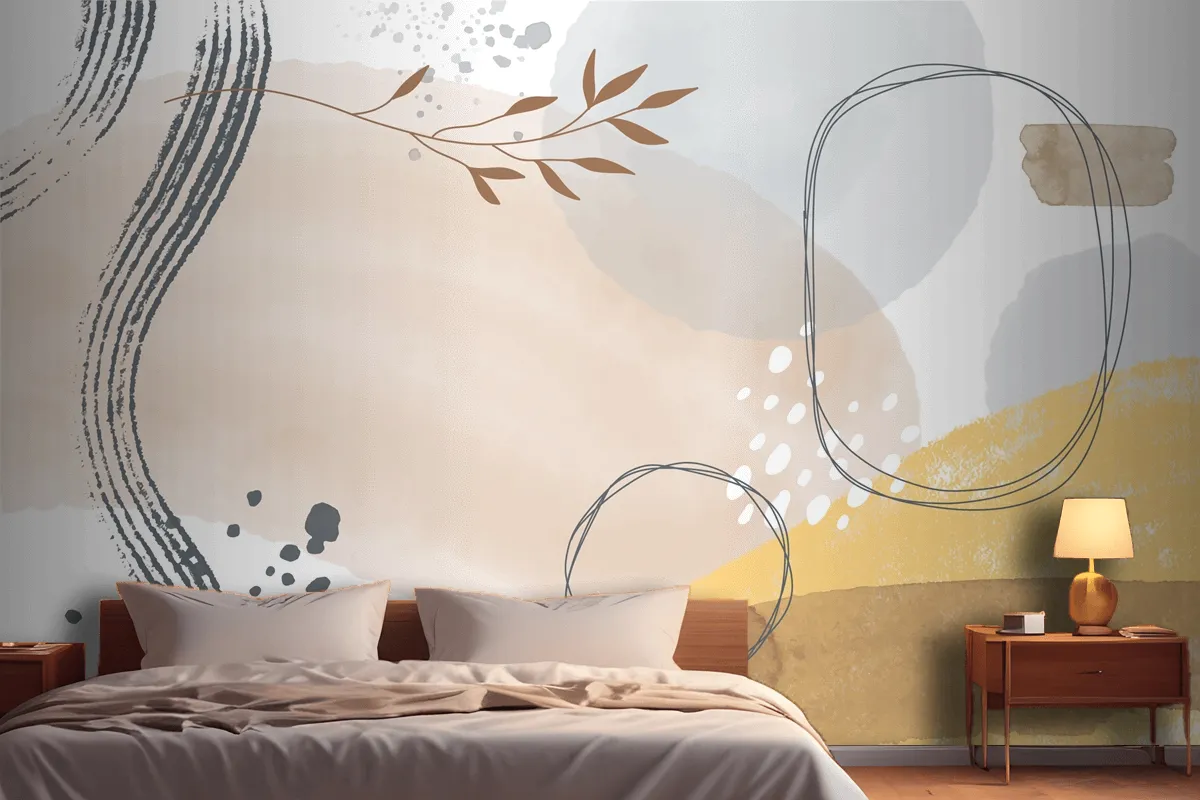 Watercolor Abstract Doodle Background Wallpaper Mural