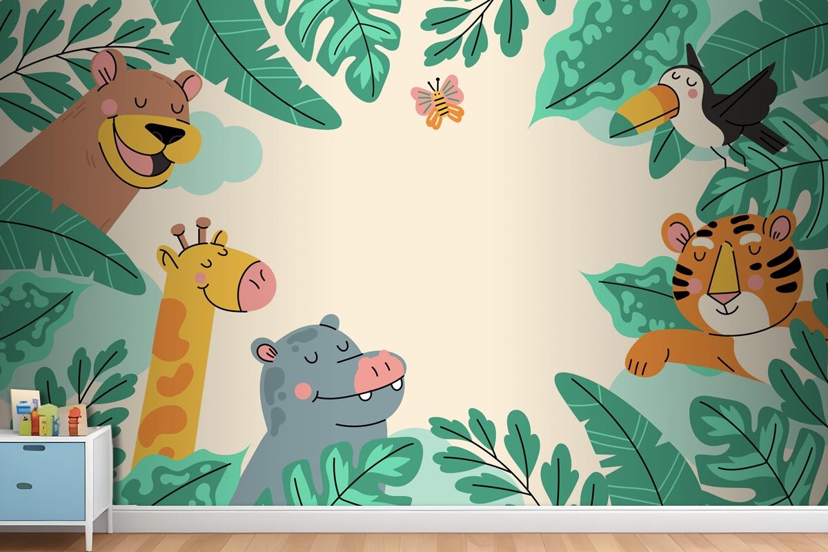 Hand Drawn Wildlife Background Wallpaper Mural