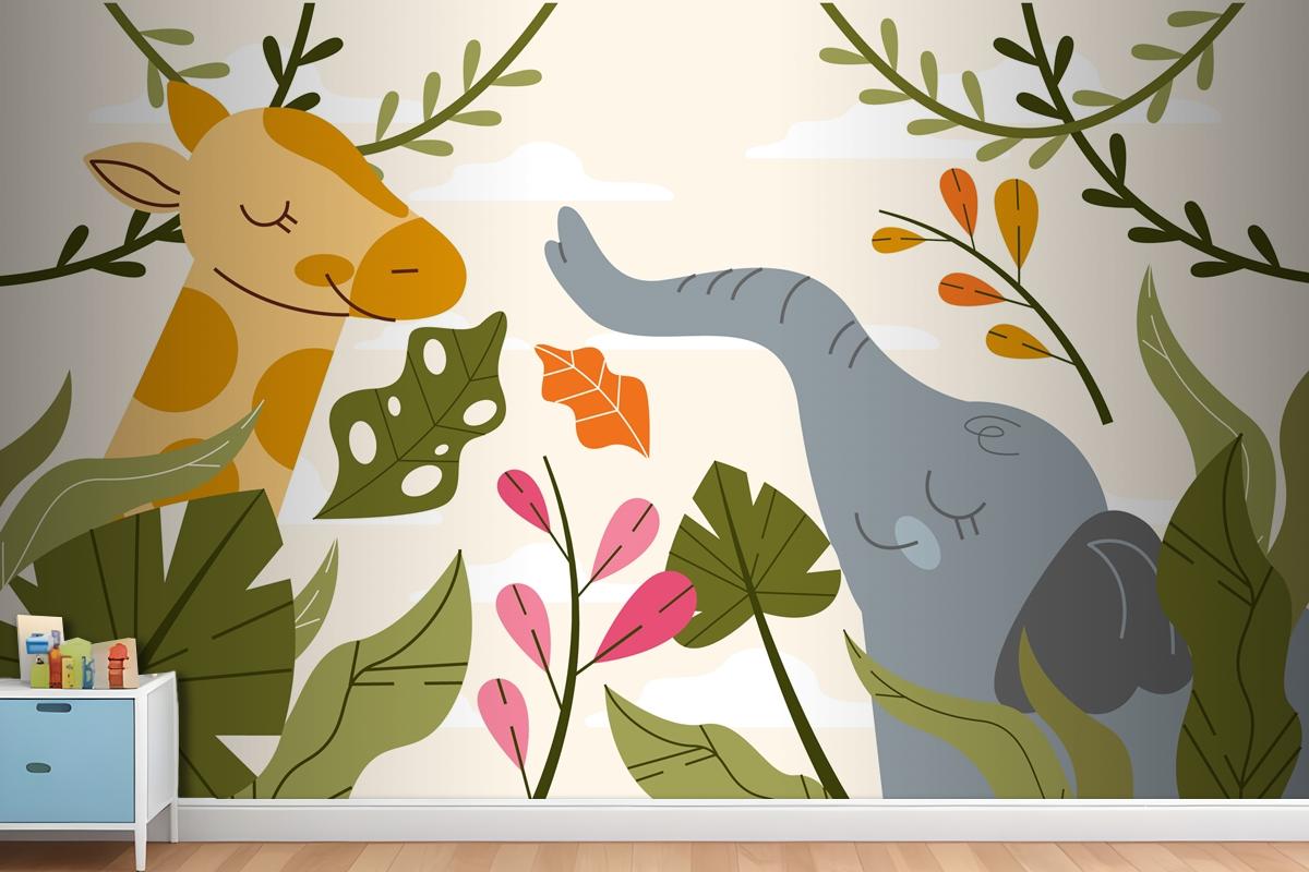 Hand Drawn Wildlife Background Wallpaper Mural