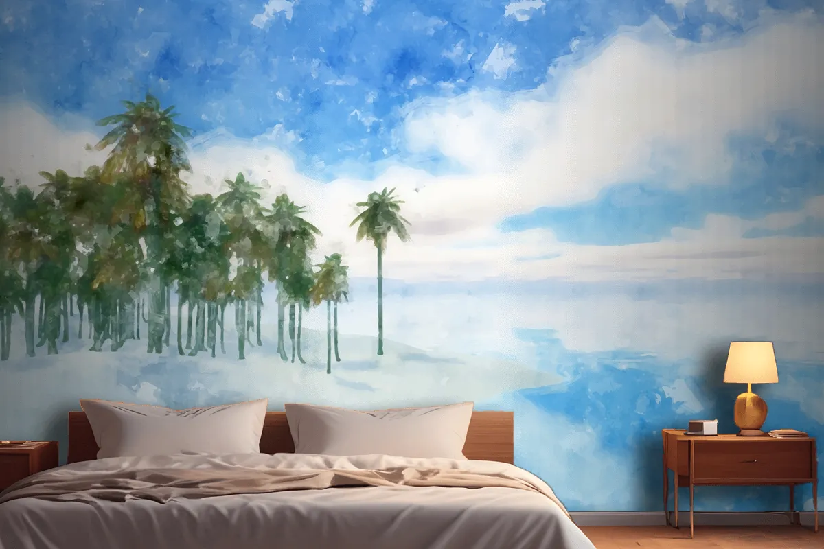 Watercolor Summer Tropical Wallpaper Mural