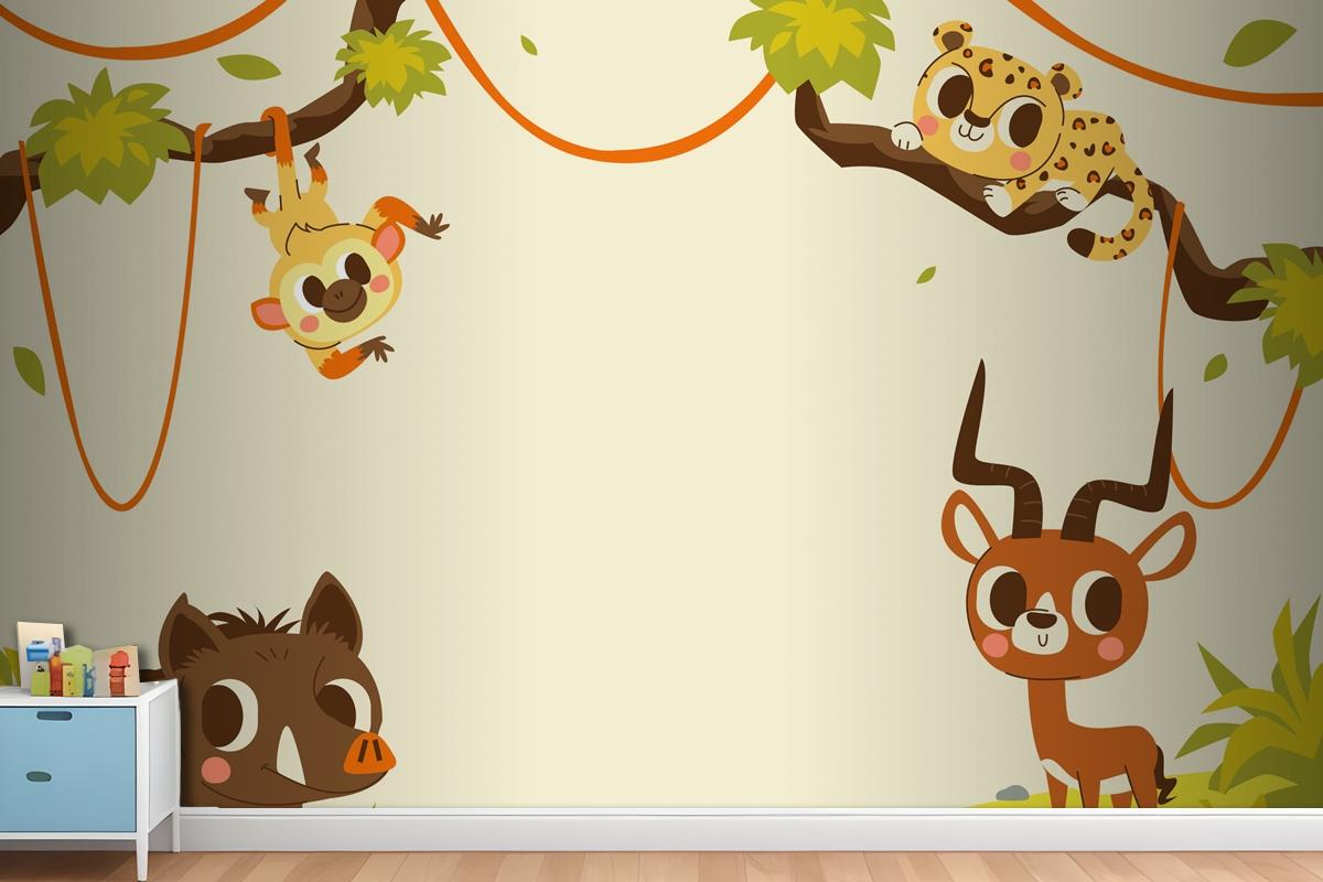 Hand Drawn Wildlife Background Wallpaper Mural