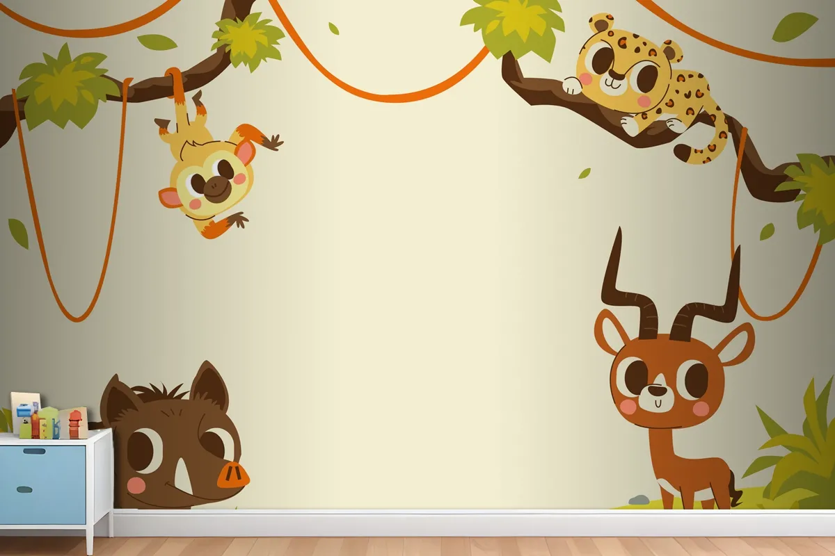 Hand Drawn Wildlife Background Wallpaper Mural