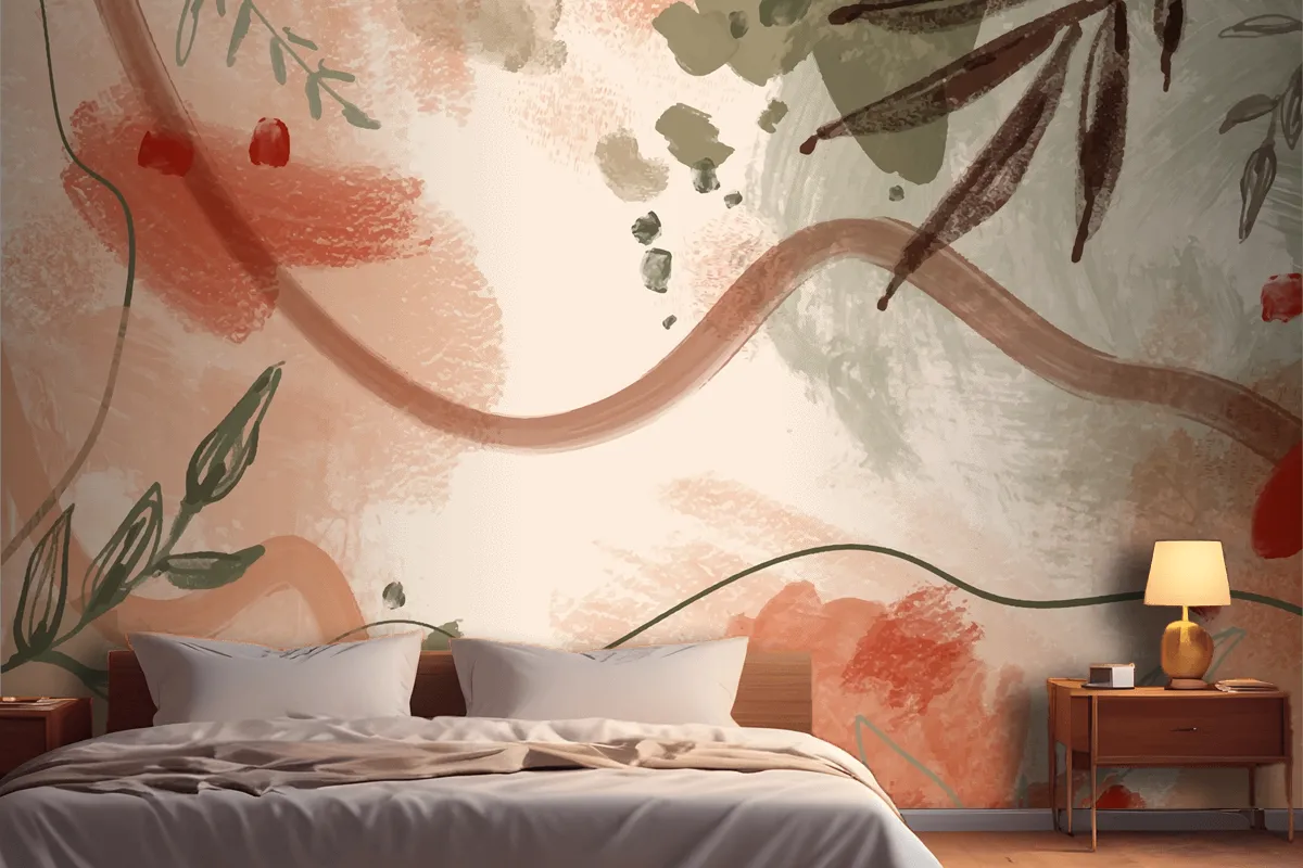 Watercolor Terracotta Pattern Design Wallpaper Mural