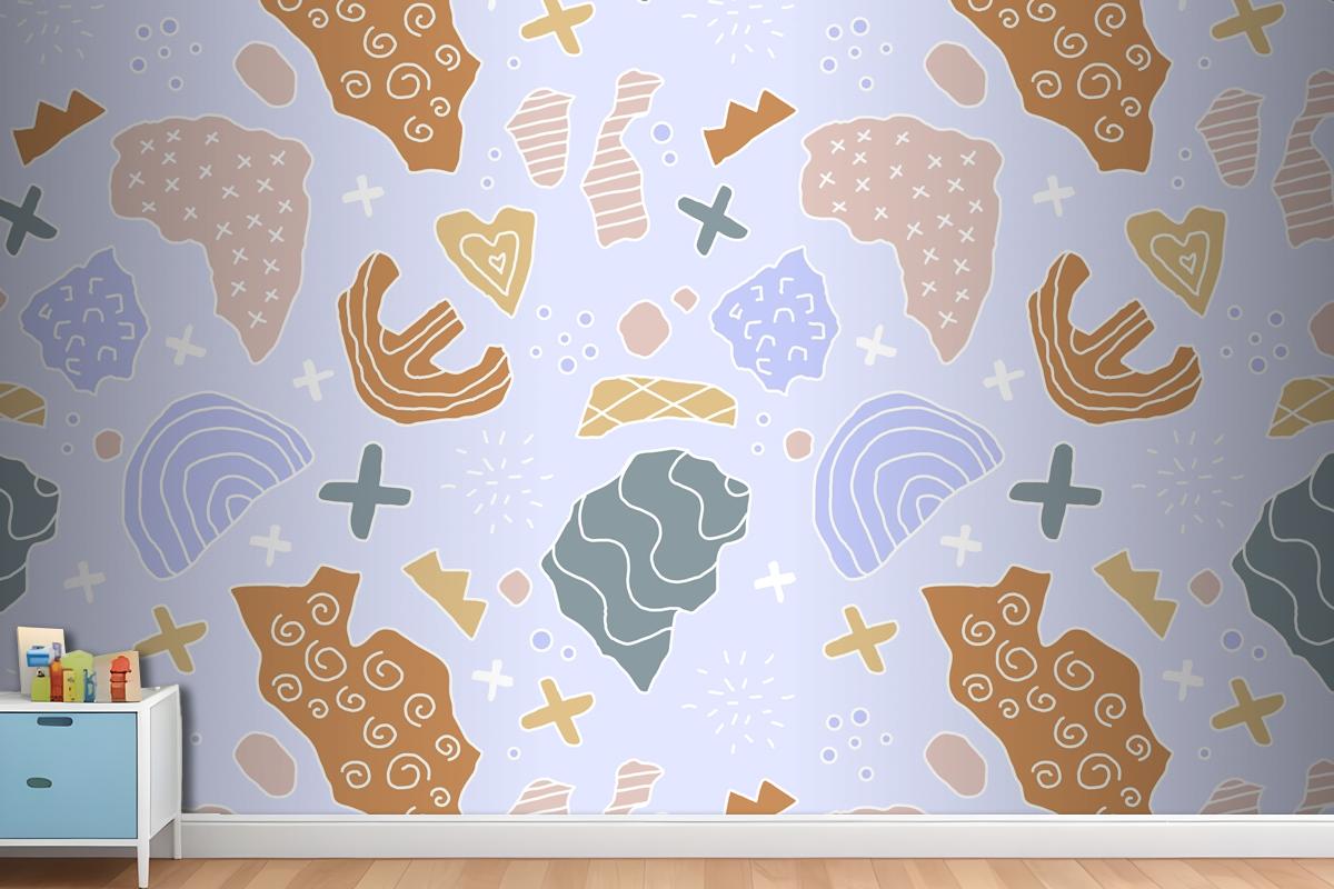 Hand Drawn Cutout Collage Pattern Wallpaper Mural