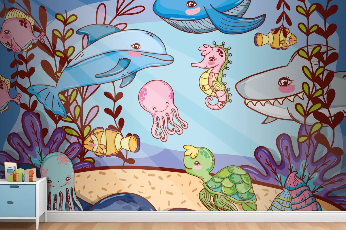 Aquatic Marine Life Wallpaper Mural