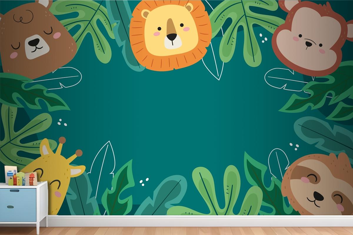 Flat Background For World Wildlife Day With Flora And Fauna Wallpaper Mural