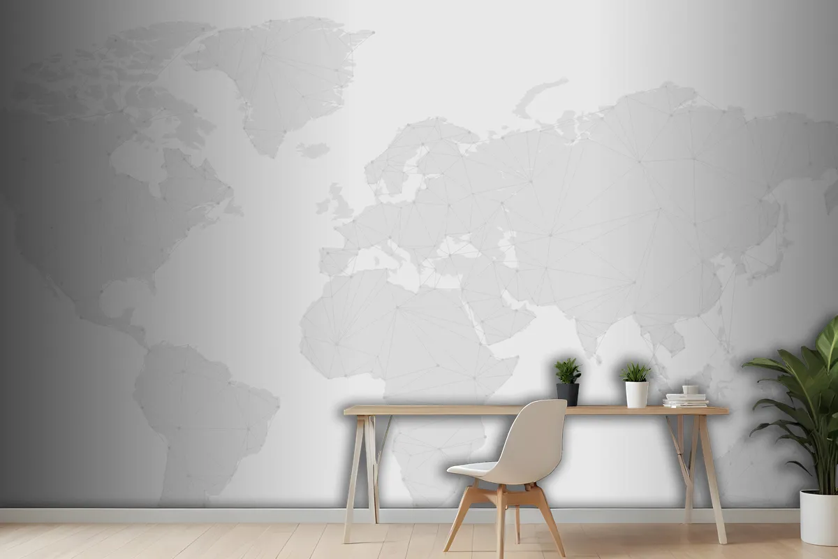 Worldwide Connection Gray Background Wallpaper Mural