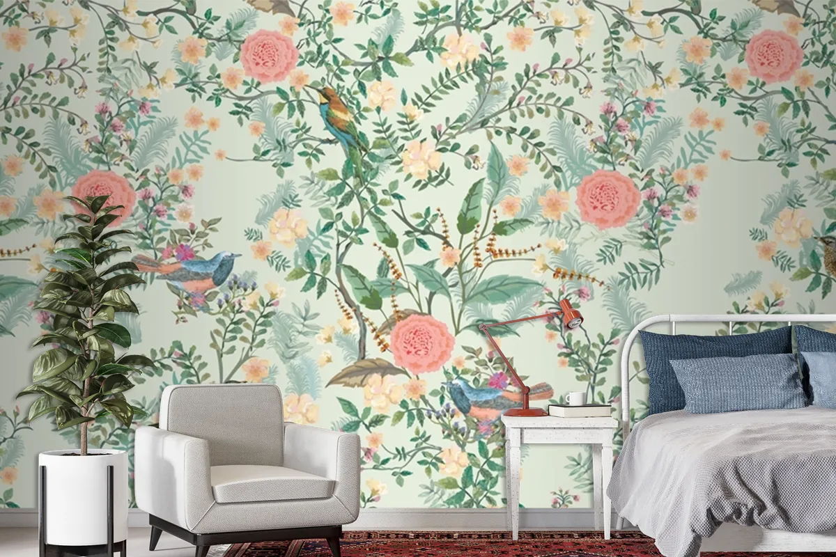 Vintage Decorative Garden Seamless Pattern For Wallpaper Mural