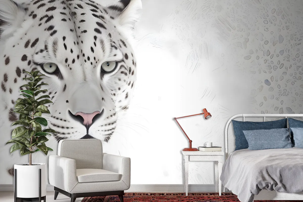 3D Look Monochrome Tiger Wallpaper Mural