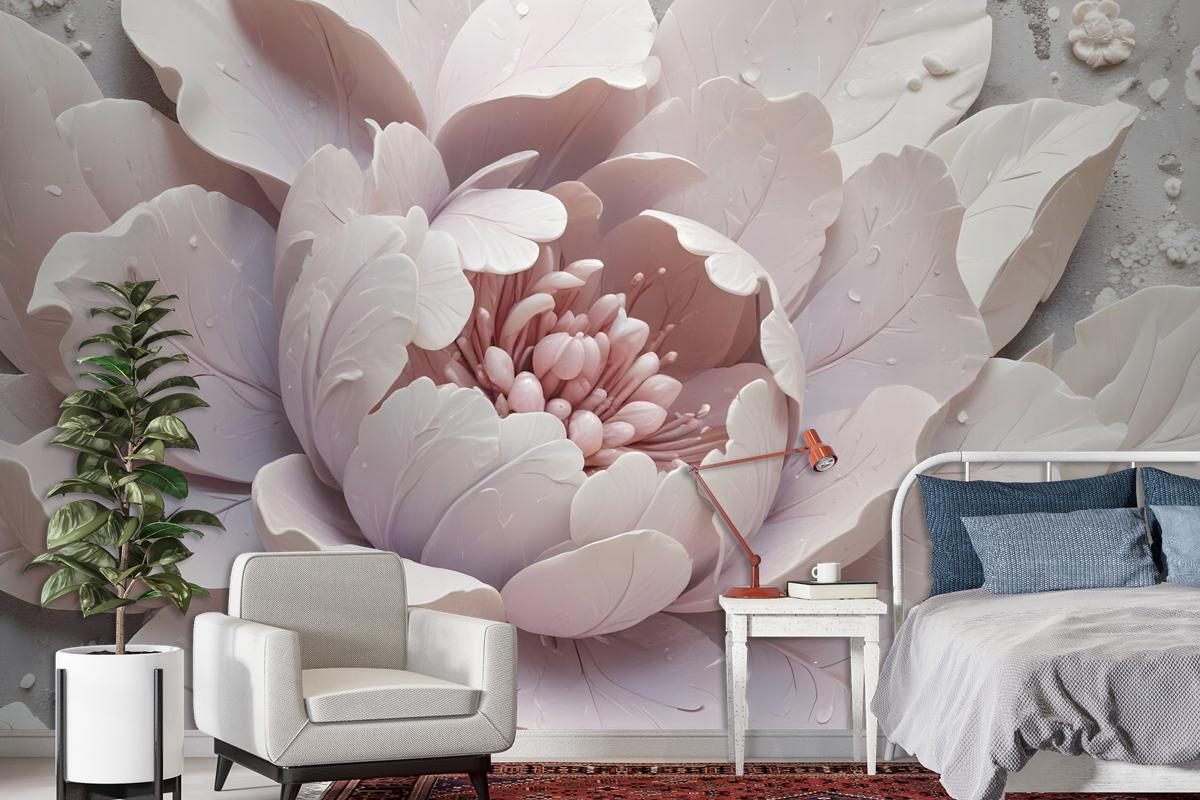 3D Look Soft Floral Wallpaper Mural