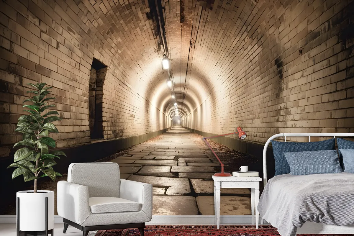 3D Look Tunnel Wallpaper Mural