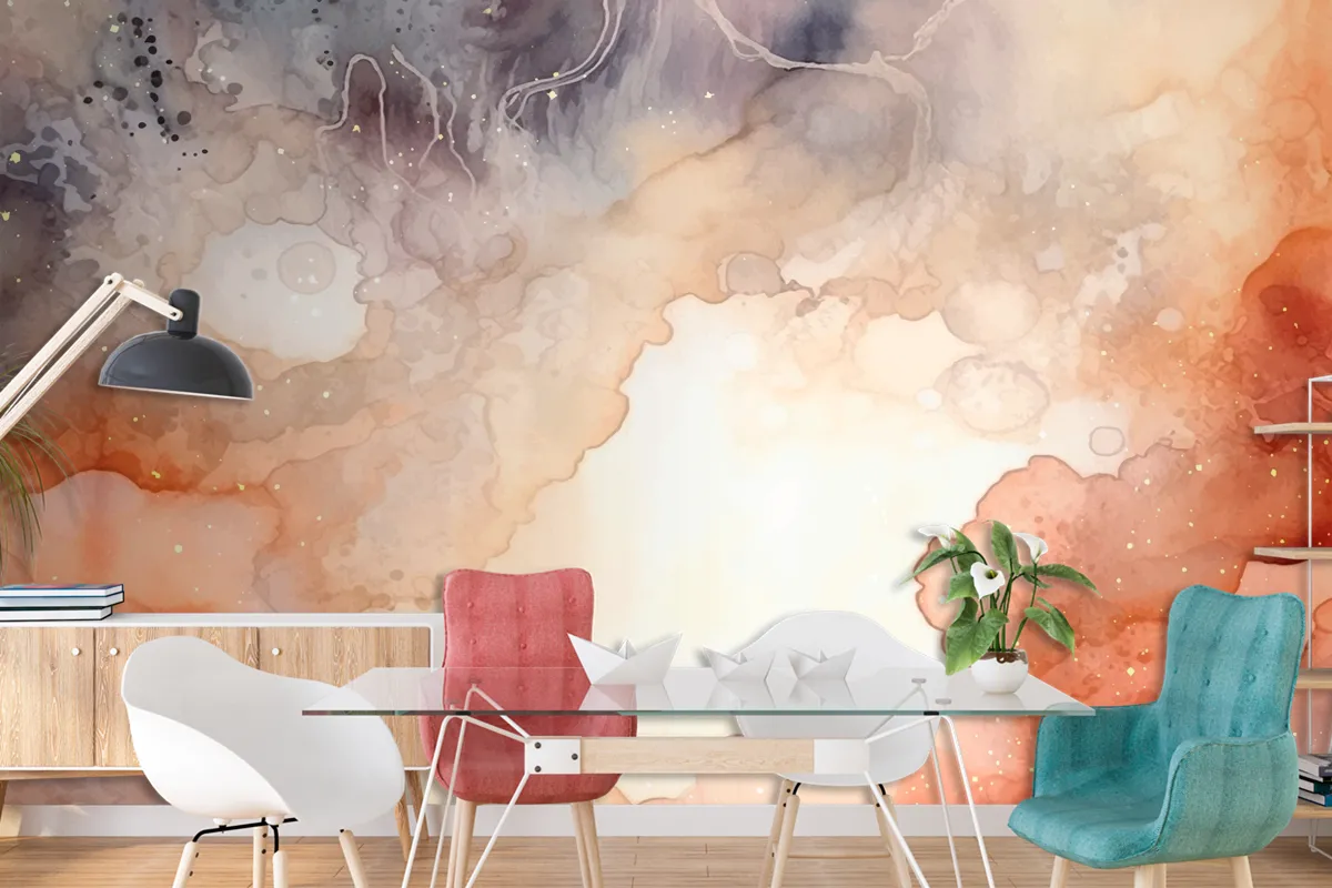 Neutral Watercolor Background Wallpaper Mural