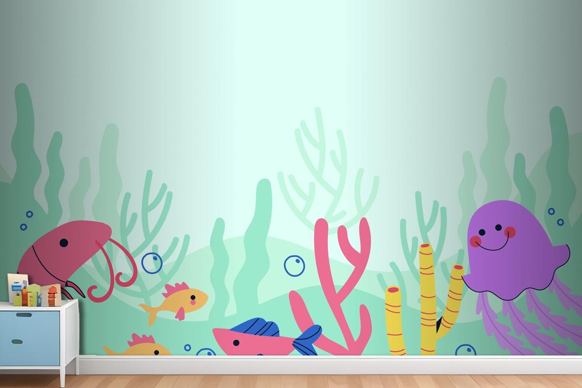 Flat World Oceans Day Background Wallpaper Mural