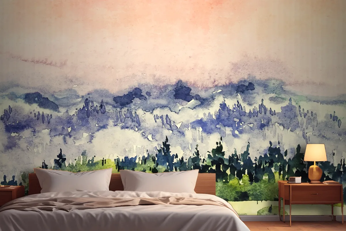 Abstract Watercolor Landscape Background Wallpaper Mural