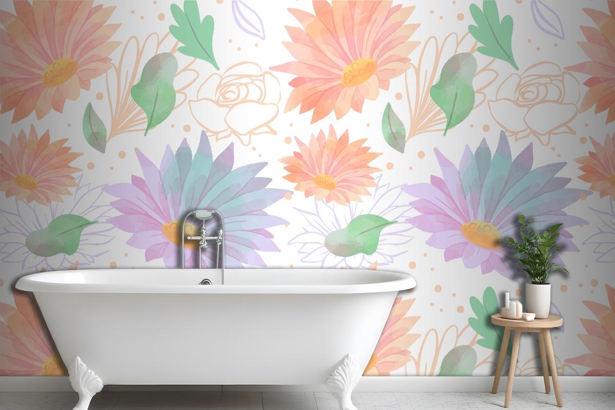 Floral Background With Soft Colors Wallpaper Mural