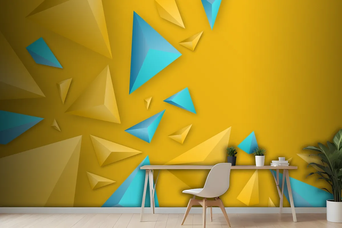 3D Triangle Background With Vivid Colors Wallpaper Mural