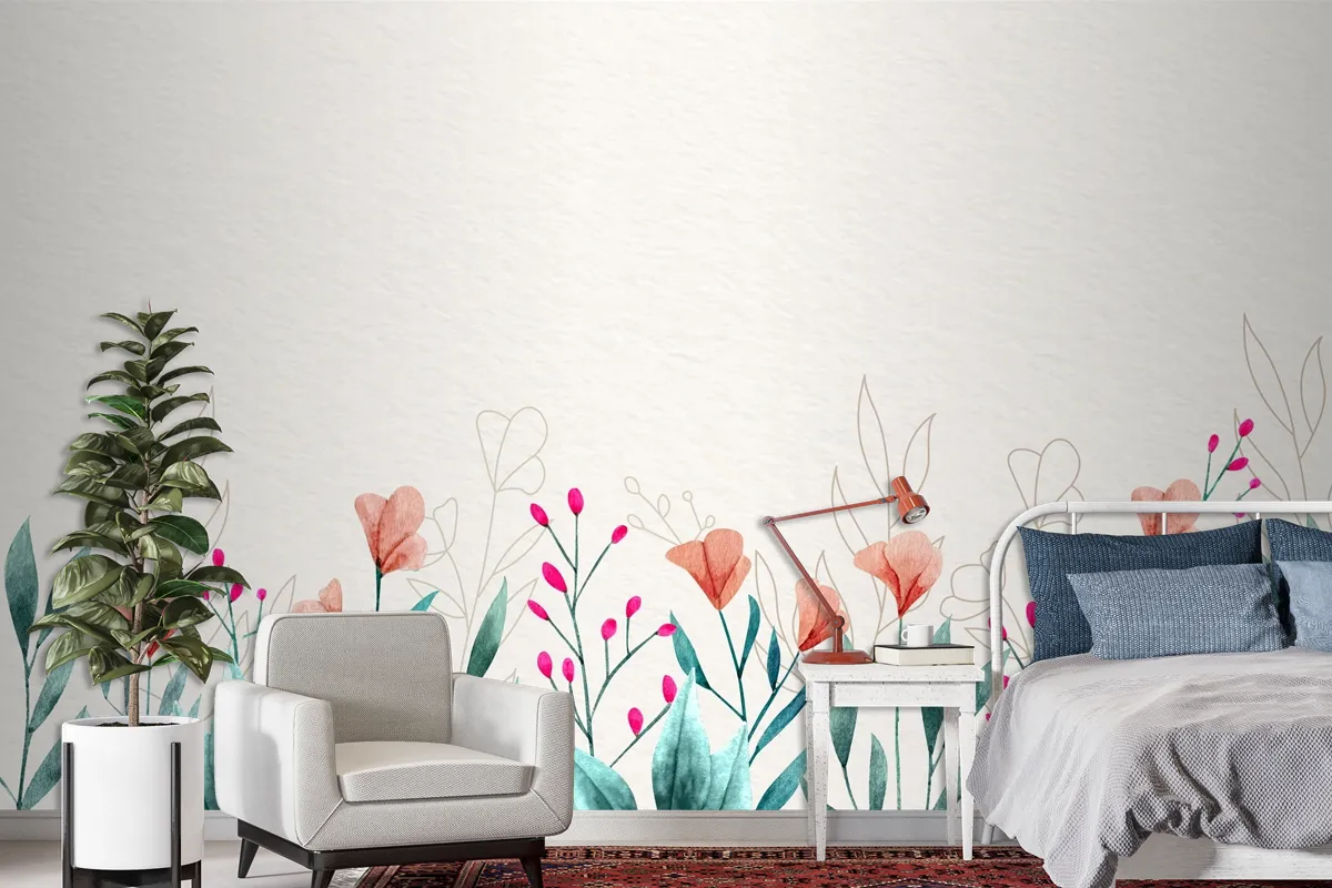 Watercolor Floral Wallpaper Concept Wallpaper Mural