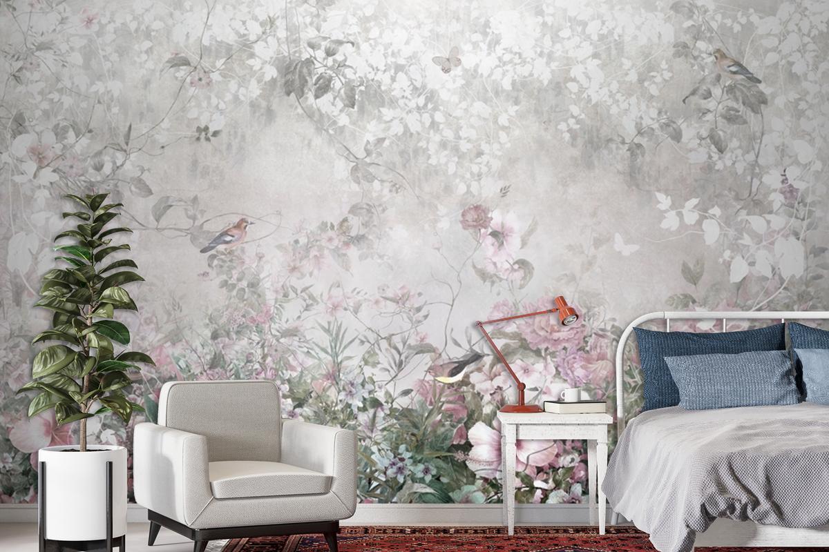 Pink Flowers Wallpaper Mural